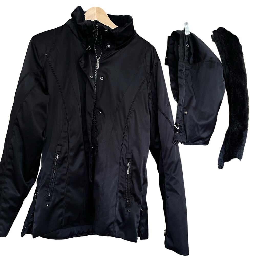 Boulder Gear Black Women sz 12 detachable fur hood SNOW winter coat Large multi